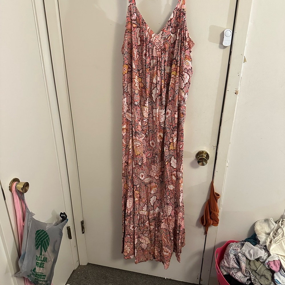 Floral Maxi Dress in Pink and Orange